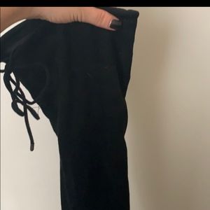 Black suede thigh high boots